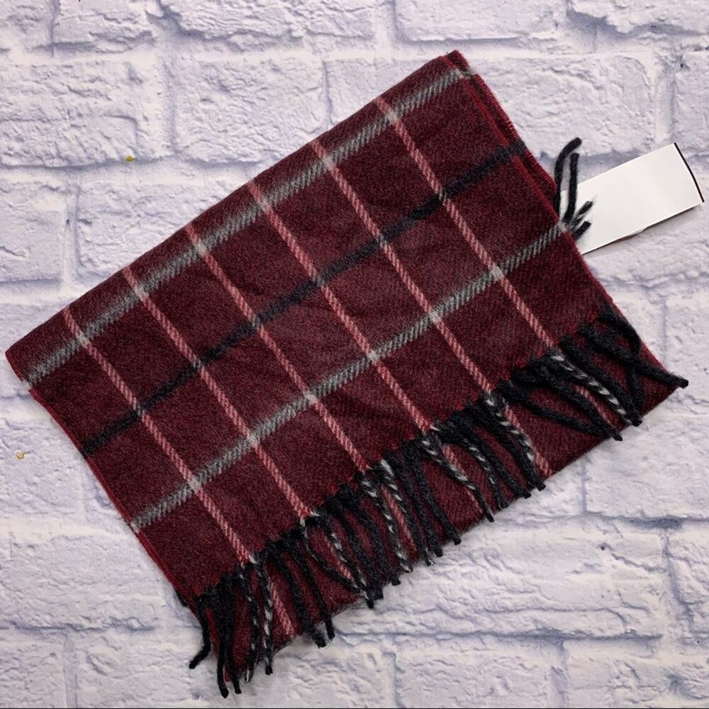 Chelsey by Joseph Cashmere Plaid Scarf with Fringe